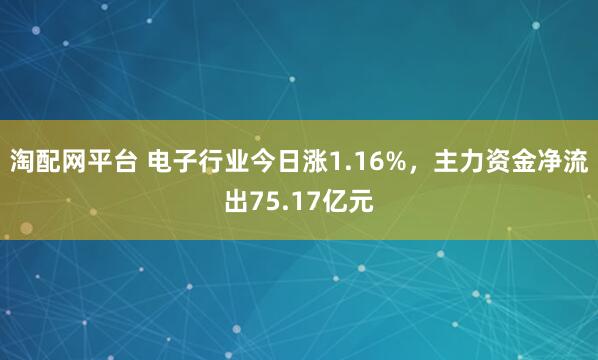 淘配网平台 电子行业今日涨1.16%,主力资金净流出75.17亿元