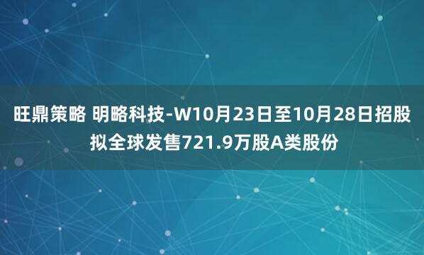 旺鼎策略 明略科技-W10月23日至10月28日招股 拟全球发售721.9万股A类股份